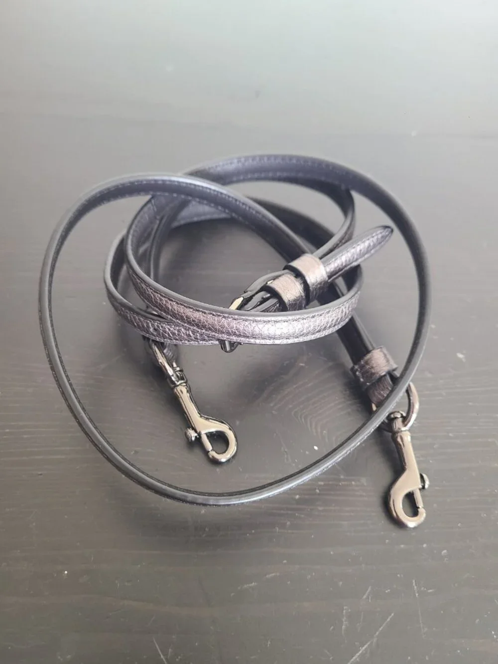 Coach Metallic Gray Leather Replacement Strap Thin